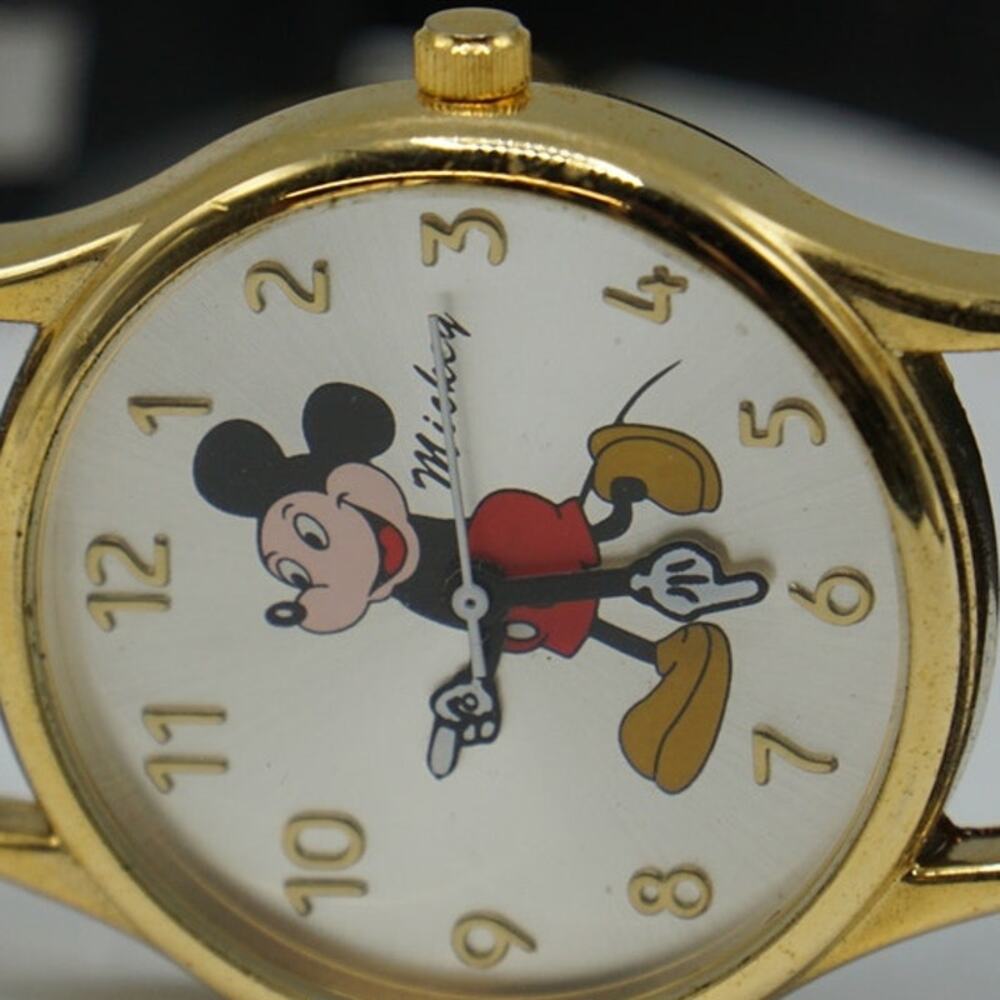 Mickey Mouse Quartz Wrist Watch Gold Tone New Battery - Picture 4 of 5